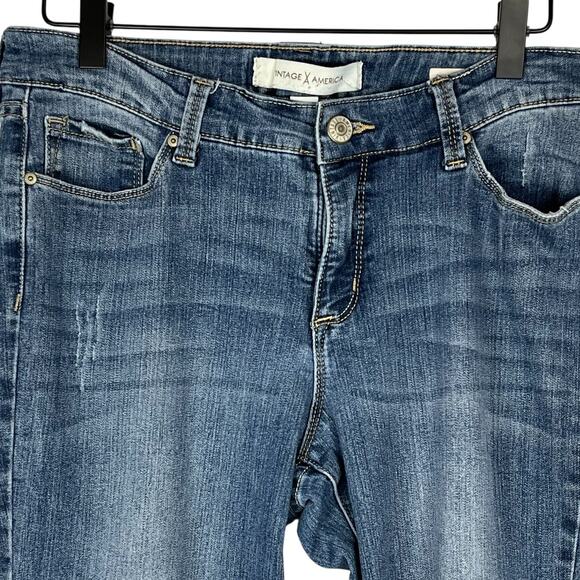 Vintage America Jeans Blue Boho Skinny Stretch lightly distressed Women Size 10 - Picture 2 of 9